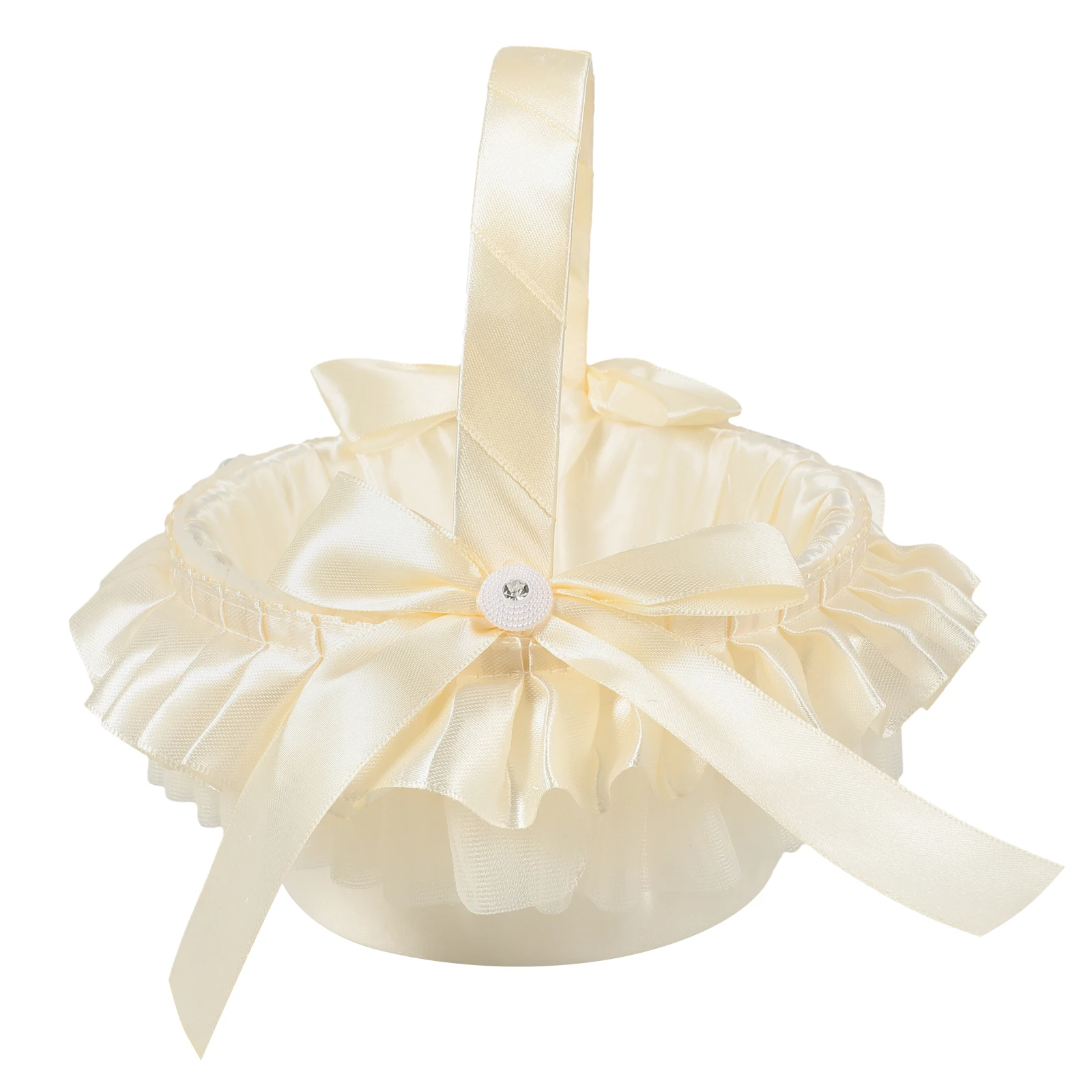 

Gold Wedding Basket Bows Bride Elegant Woven Flower Girl Basket Romantic Supplies Girl Storage Tools