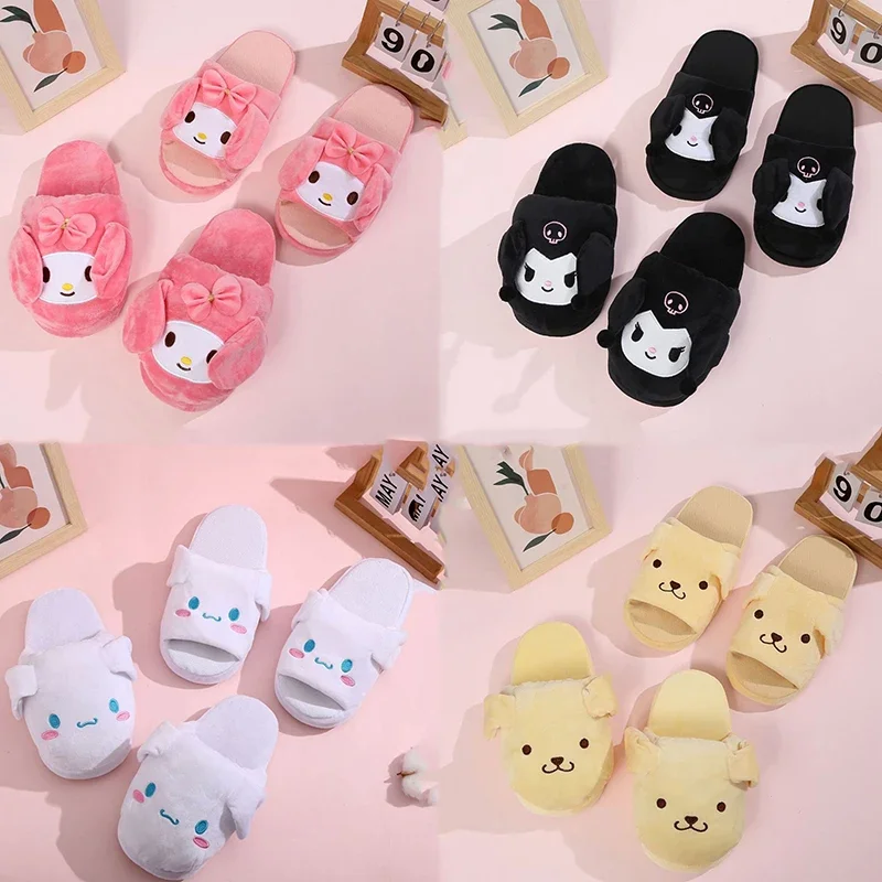 Cinnamoroll Sanrio Cotton Shoes Kuromi My Melody Women Plushie Y2K pantofole con orecchie mobili scarpe basse Slipper Shoes peluche Gift