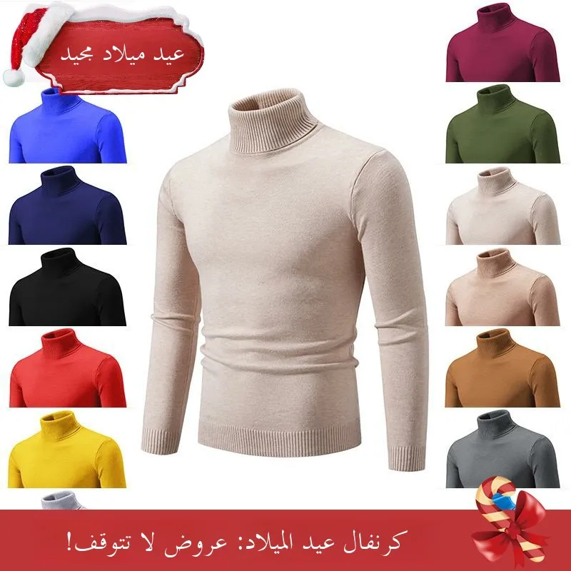 

Men's Winter Warm Pullover Sweater Thi Man Clothes Coat M Knitted Long Sve irt High Collar Not Easy to Deform