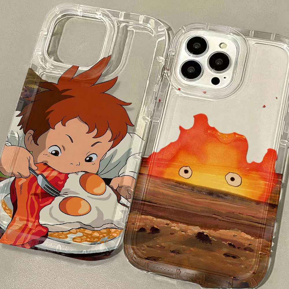 Phone Case for iPhone 16 15 14 13 12 11 Pro Max 7 8 Plus X XR XSMax Lovely flame M-Moving Airbag Anti Fall Clear Back Cover
