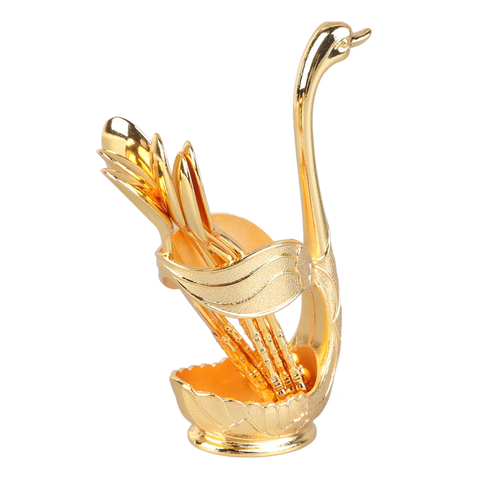 

Coffee Spoon Holders Elegant Swan Shaped Alloy Mirror Polish Rich Details Coffee Stirrers Holder For Party Cafe Office