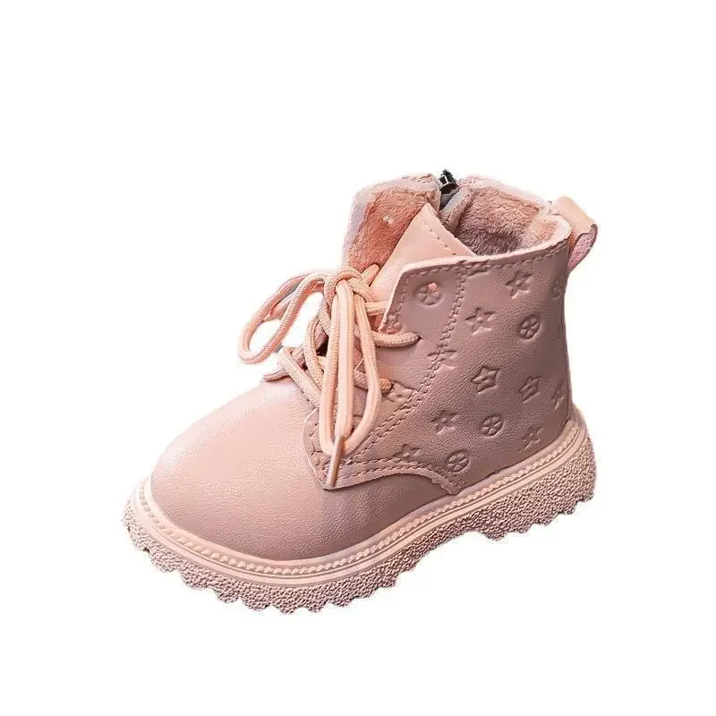 Botas infantis moda infantil outono e inverno meninos reino unido botas de pelúcia meninas botas de tornozelo