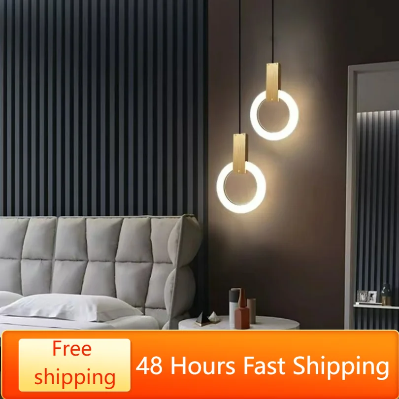 

Modern Led Pendant Light Ring Bedroom Bedside Stairs Hanging Lamp Shop Restaurant Decoration Ceiling Chandeliers Kitchen Lustres