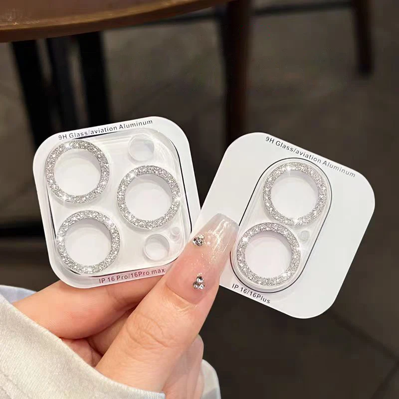 1PCS Bling Glitter Diamond Camera Lens Protector For Apple Iphone 16 15 13 12 Pro Max Sreen Protectors Film For iPhone 11 14plus