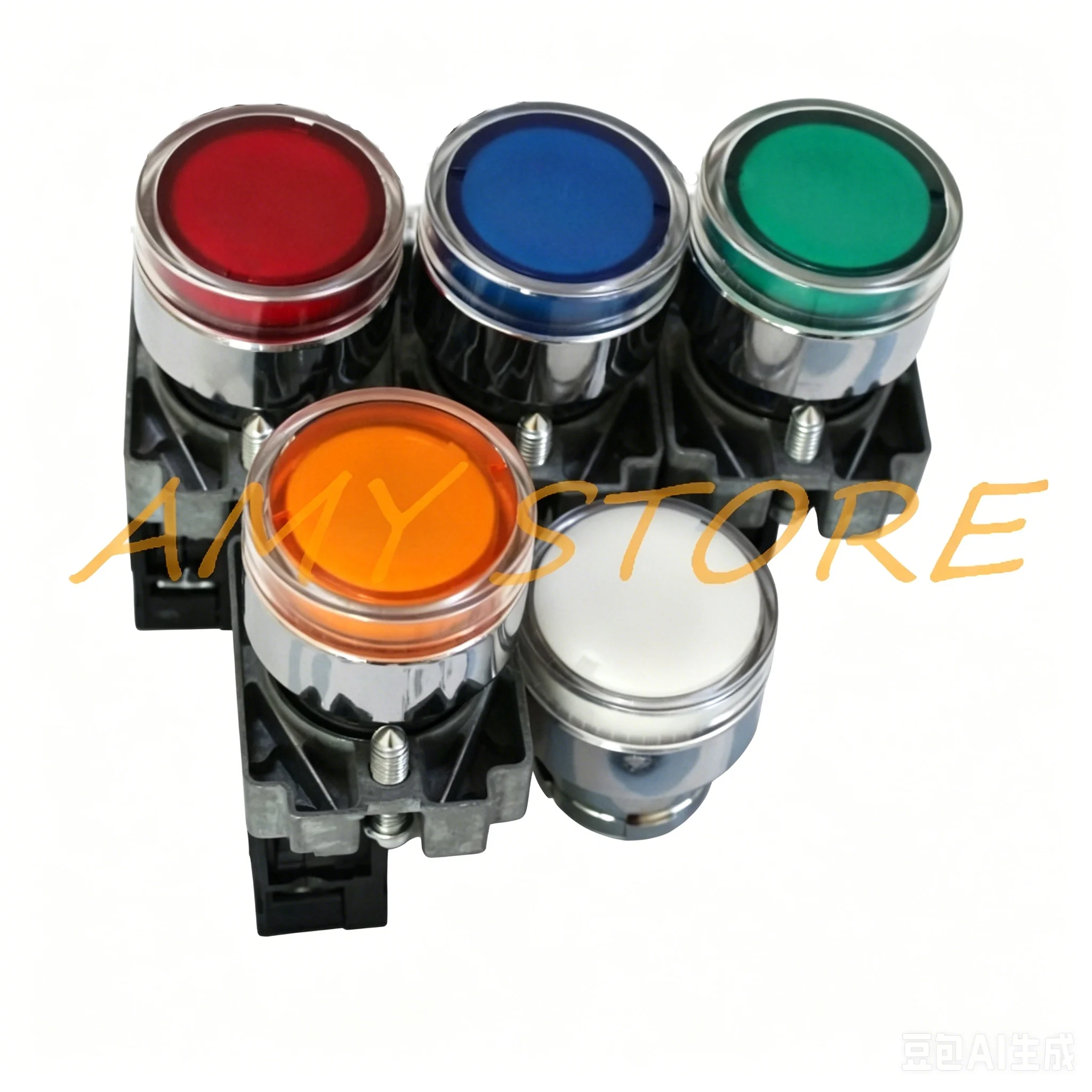 1NO 1NC Momentary Flush Head Pushbutton Switch 6.3/12/24/48/110/220/380V Pilot Lamp XB2-BW3161/3361/3561/3661/3461/3462
