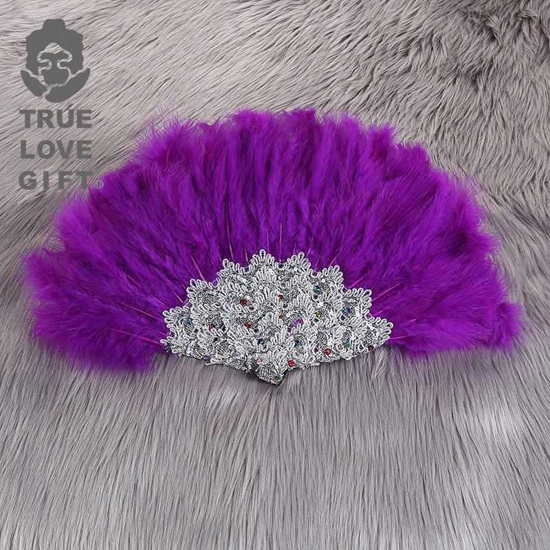 Wedding bride feather fan hand holding fan  craft handmade DIY dress with fan