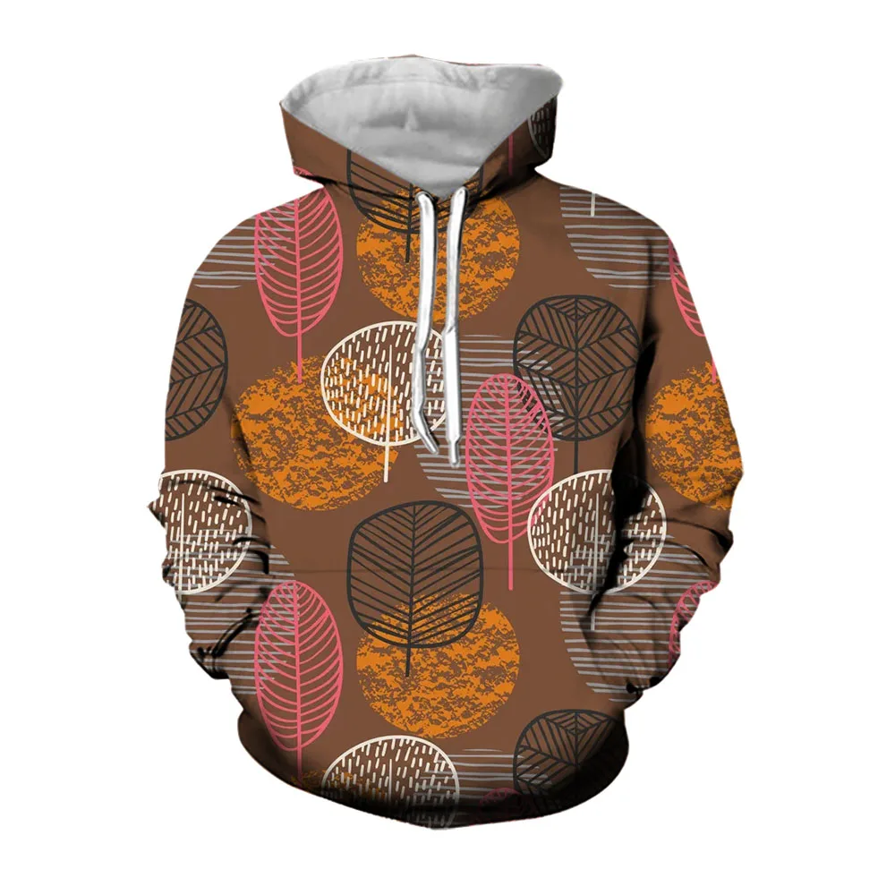 Fashion men's Loose Fitting Drawstring Hoodie With 3D Printed Tree Pattern Super Large Hoodies For Street men's Comfort Pullover