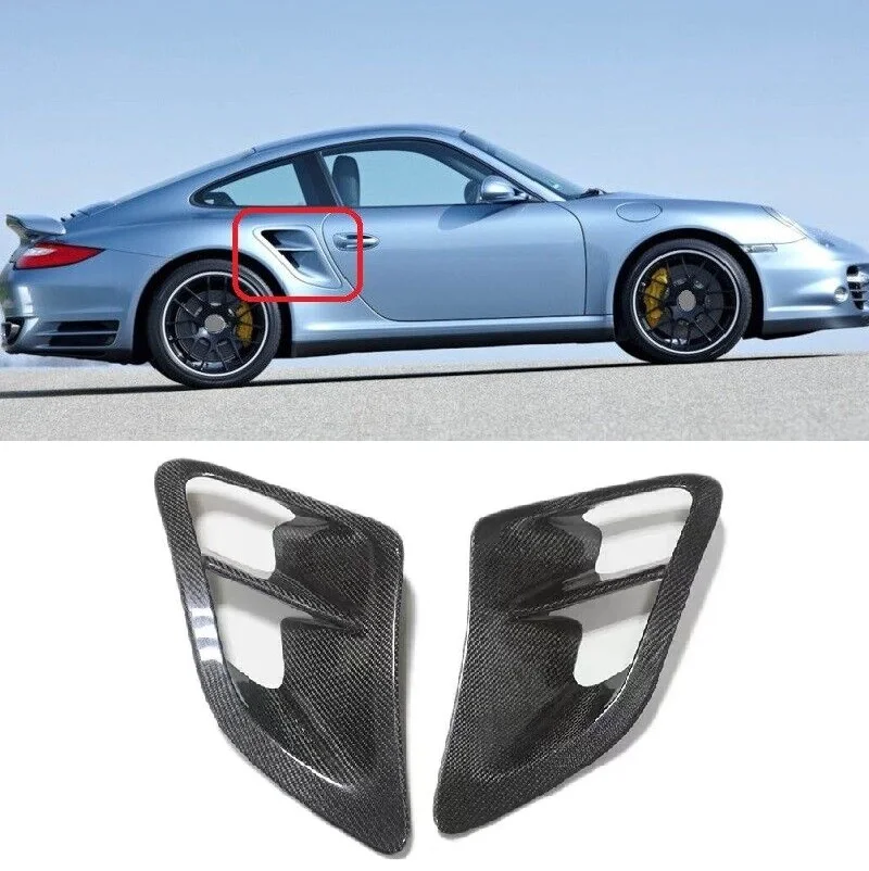 

2PCS Real Carbon Fiber Car Side Fender Vent Intake Cover Trim Car Styling For Porsche 911 997 2004-2012