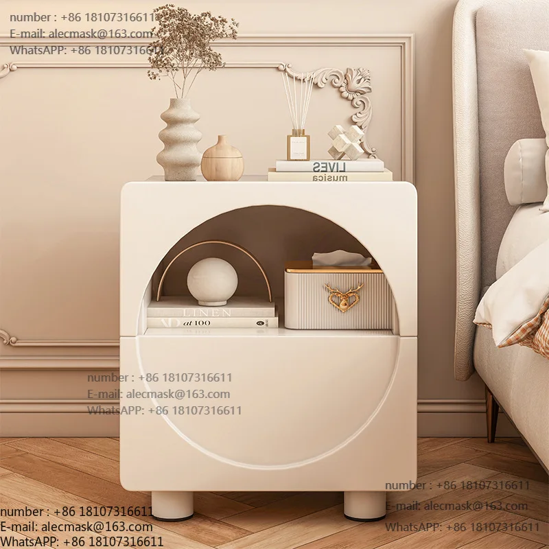 

Cream wind bedside table Modern simple multi-functional bedroom locker Household simple creative bedside storage