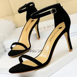 Summer Women 8cm 11cm High Heels Suede Platform Sandals Lady Gladiator Strap Stripper Classic Sandles Low Heels Party Prom Shoes