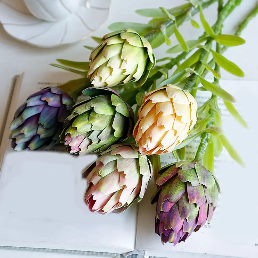 2Pcs 56CM Artificial Artichoke Fruit Soft Plastic Fake Artichoke Fruit Plants Decorative Artificial Plants Garden