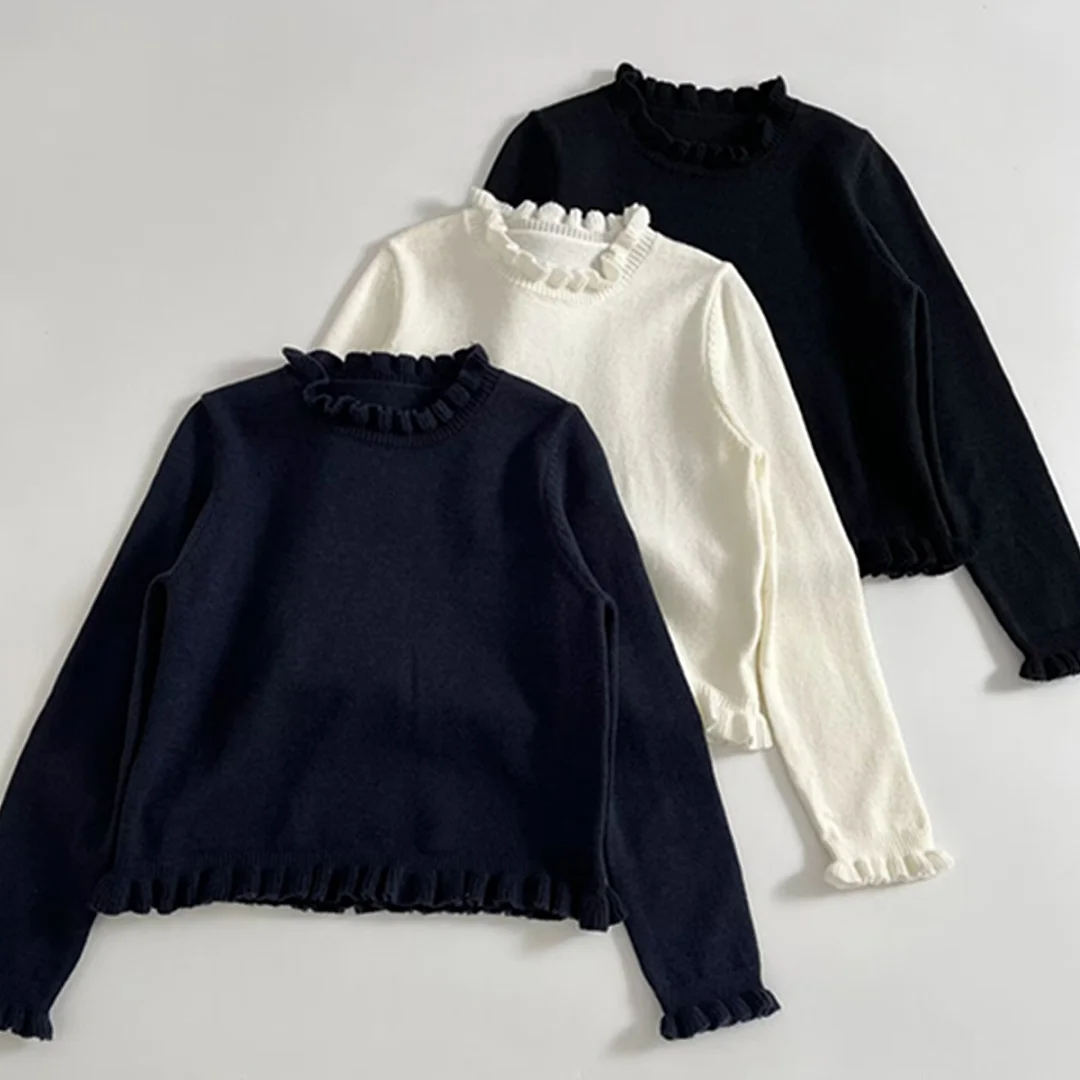 

Jenny&Dave Fashion Elegant Solid Color Ruffles Women's Sweater Knitwear Woman Clothing Woman Clothes Tops