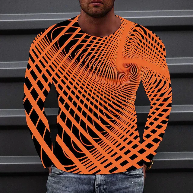تي شيرت رجالي بأكمام طويلة برقبة مستديرة ، ملابس الشارع ، طباعة ثلاثية الأبعاد ، رسومات إبداعية ، بلايز Y2K ، عصرية ، جديدة