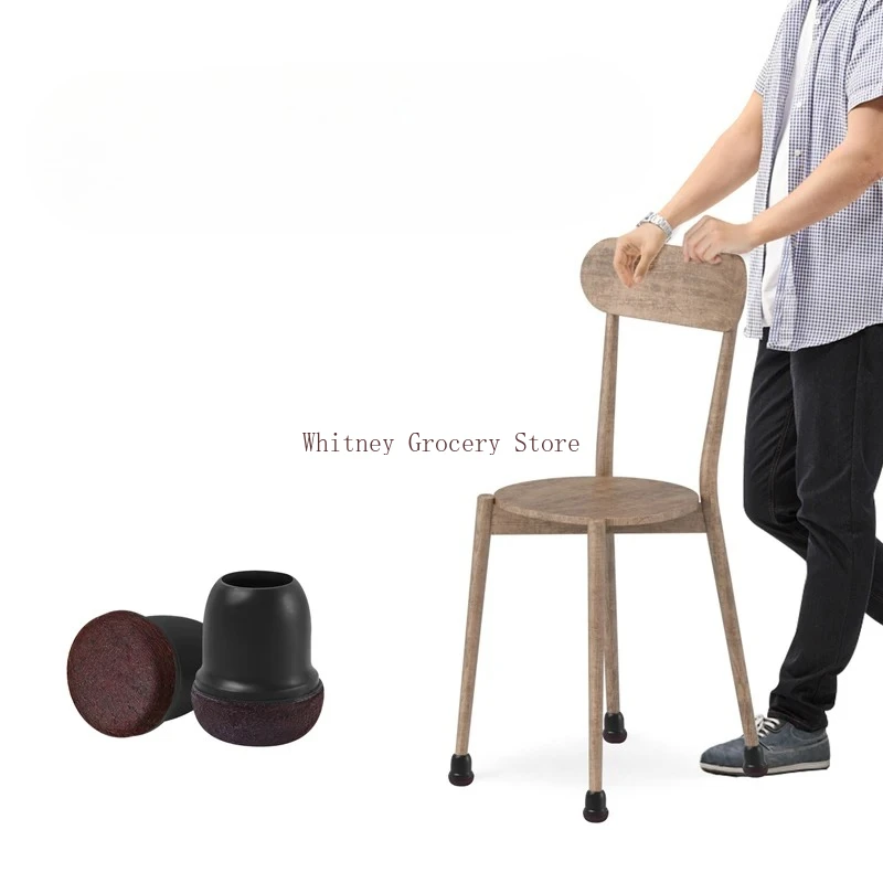 16PCS Black Silicone Chair Leg Floor Protectors with Wrapped Felt Bar Stool Chair Leg Caps Furniture Leg Feet Protection Cover