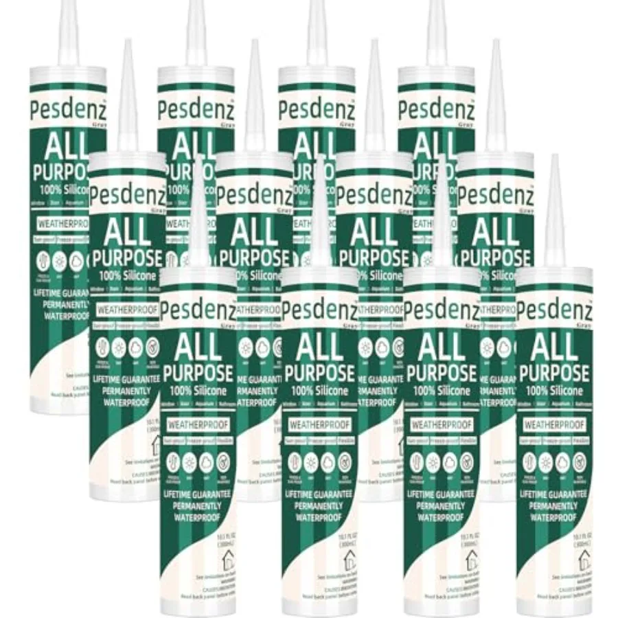 

Gray Universal Silicone Caulk, 00% Silicone Sealant Outdoor Waterproof, Flexible Cartridge Adhesive Caulking for Aquarium RV Ro