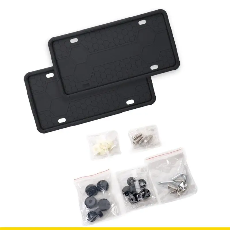 SZCH Weatherproof Flexible License Plate Bracket Support For Vehicles In Rainy Climates Prevents Rust And Noise 2PCS Pack