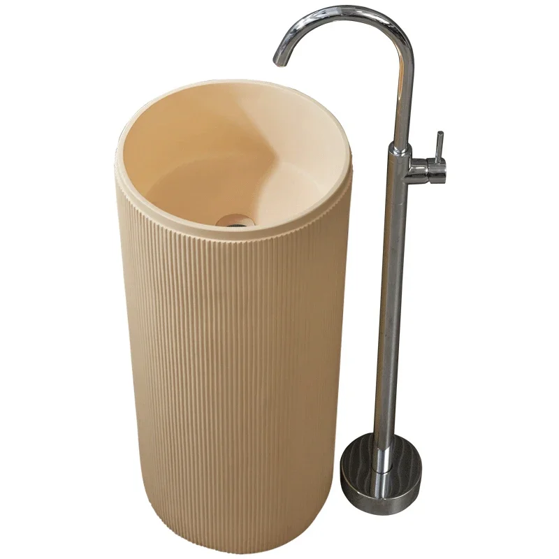 Nordic Simple Column Basin Integrated Washbasin Washbasin Toilet Washbasin Beige Round Basin