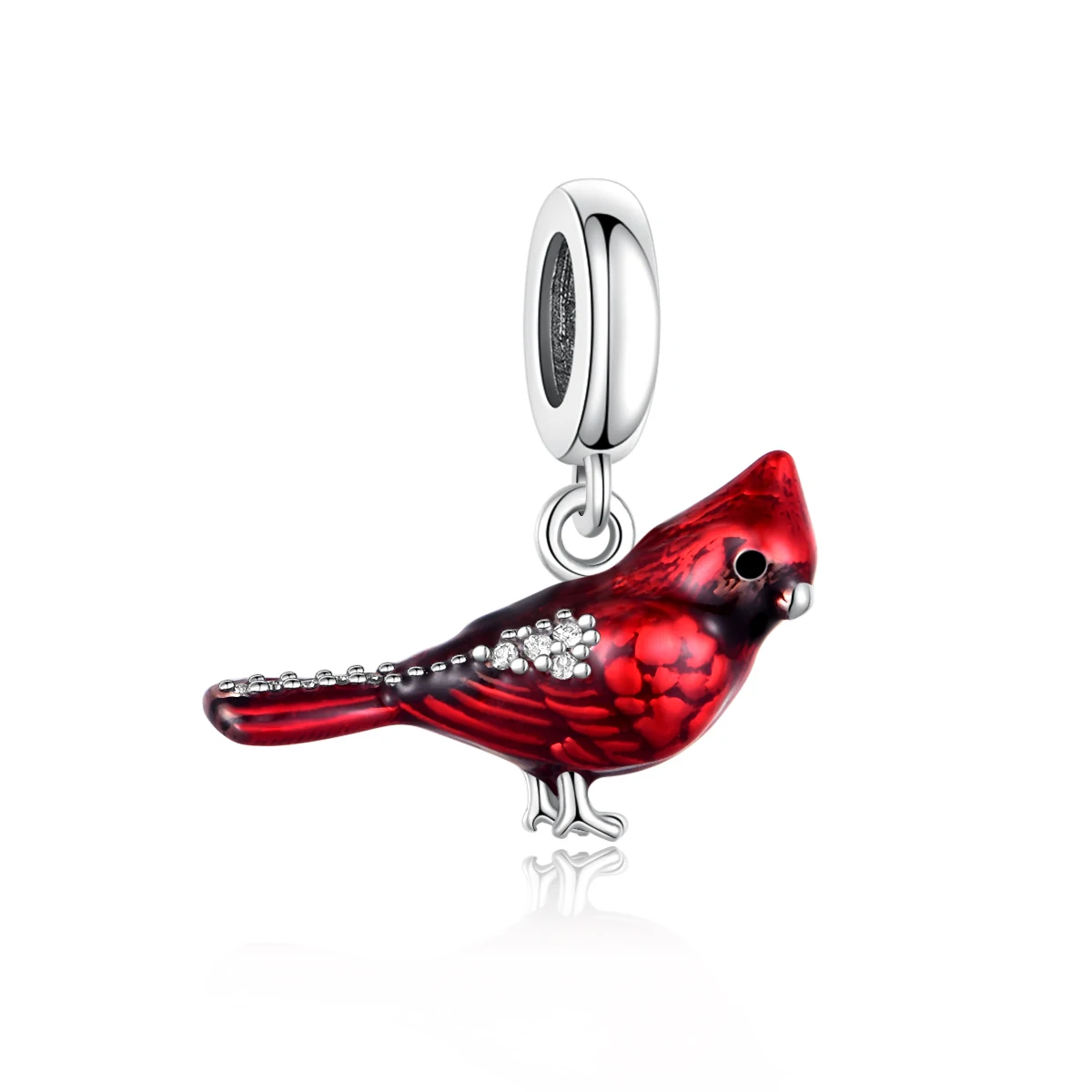 Fit Original Pan Charm Bracelet 925 Sterling Silver Angel Near Cardinal Red Bird Spiritual Memorial Bead For Making Berloque DIY