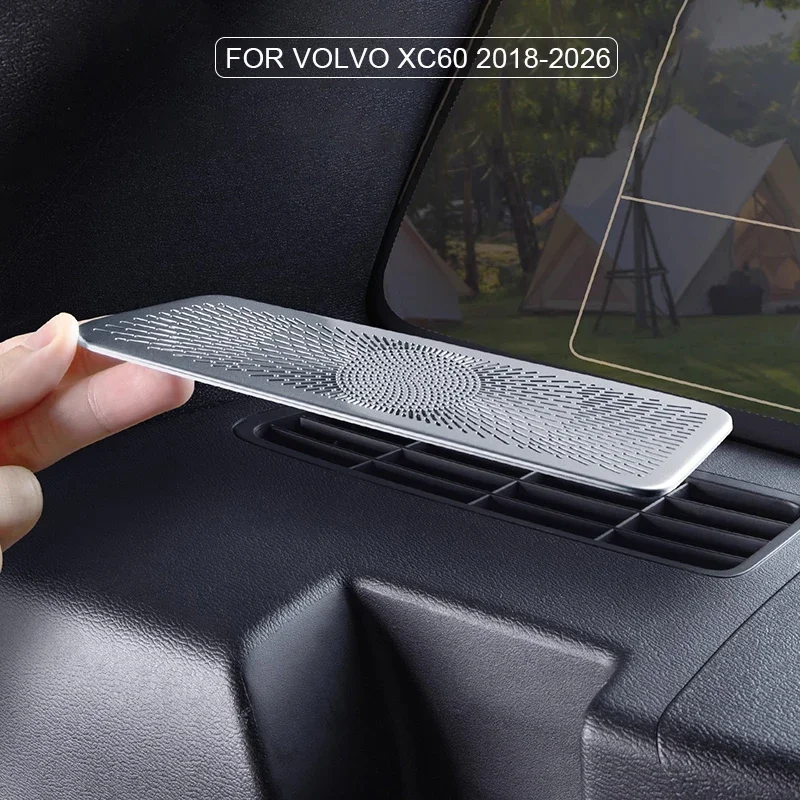 2 pièces Cache-poussière de sortie d'air de coffre de voiture en acier inoxydable, garniture autocollante de protection pour Volvo XC60 2018-2026, accessoires intérieurs