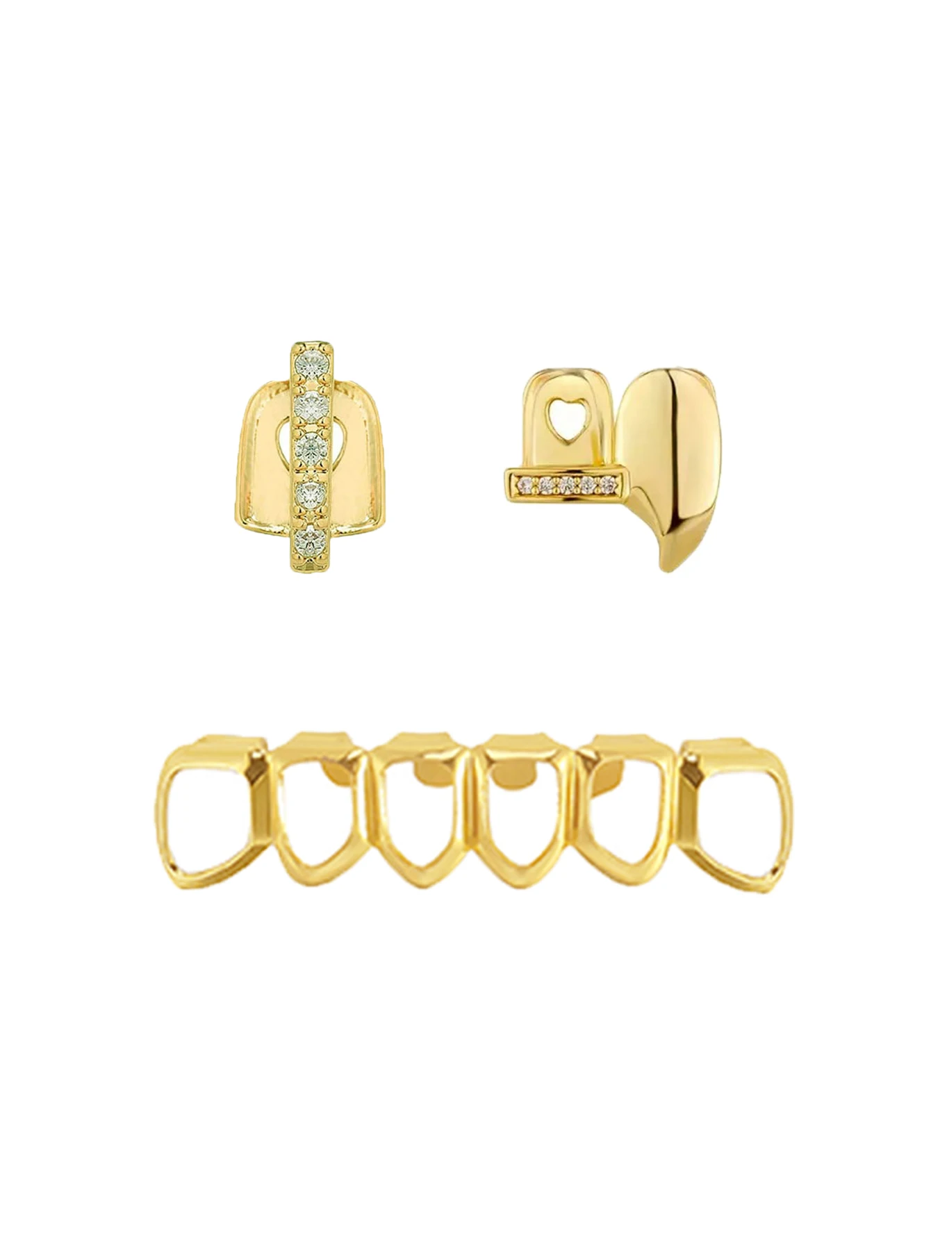 3Pcs Personalized And Fashionable Three-Piece Set, Hip-Hop Teeth Decoration, Shining Stage, Nightclub Fashion, Party Accessories