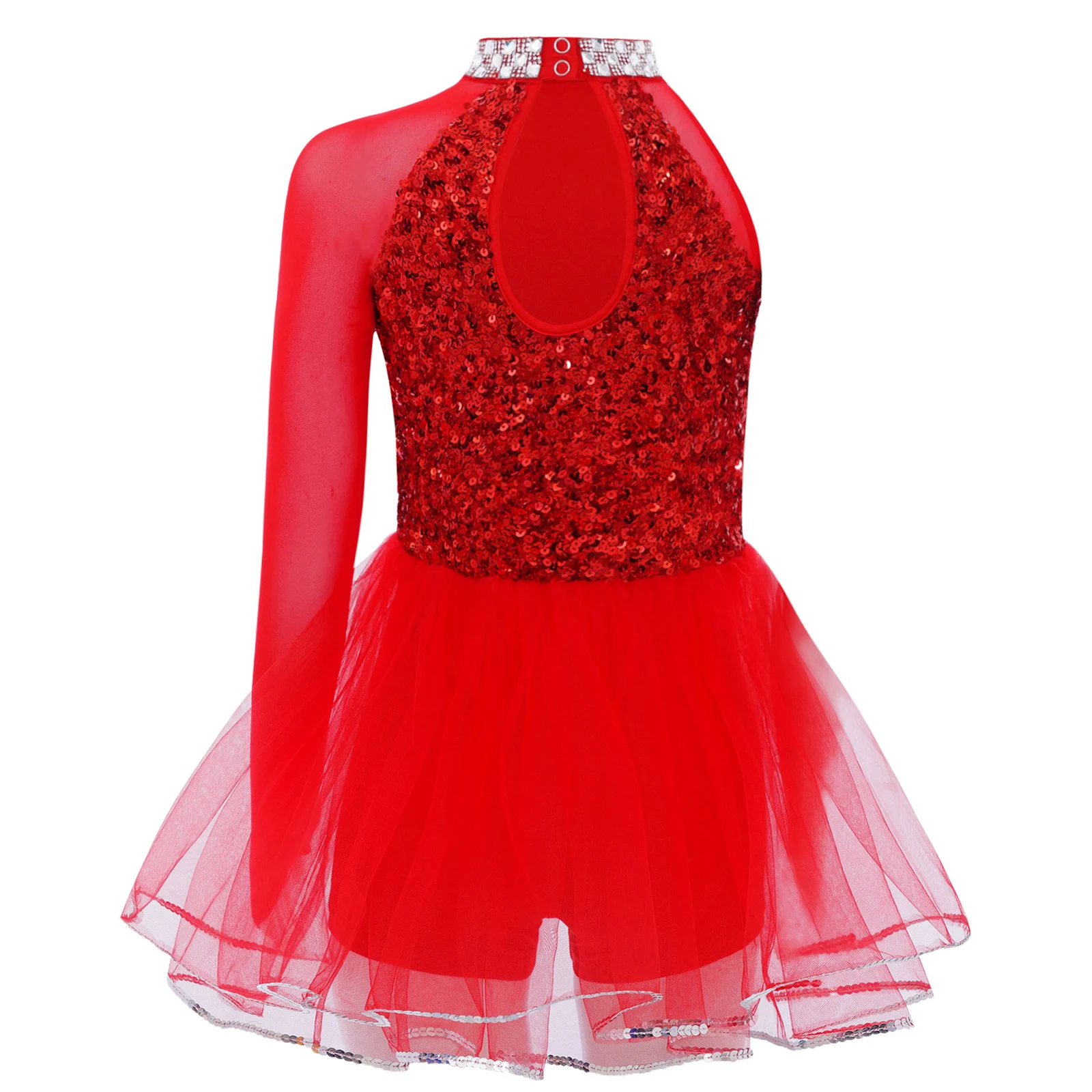 Costume da ballo latino per ragazze per bambini, corpetto con paillettes scintillanti, body con gonna in tulle, tuta da ginnastica lirica, abbigliamento da ballo jazz