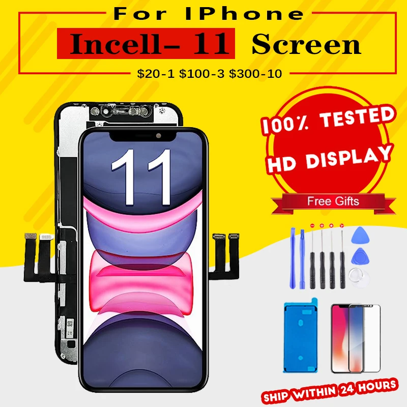 Incell  For iPhone 11 Display Screen With 3D Touch Digitizer Assembly No Dead Pixel Replacement LCD For iPhone 11