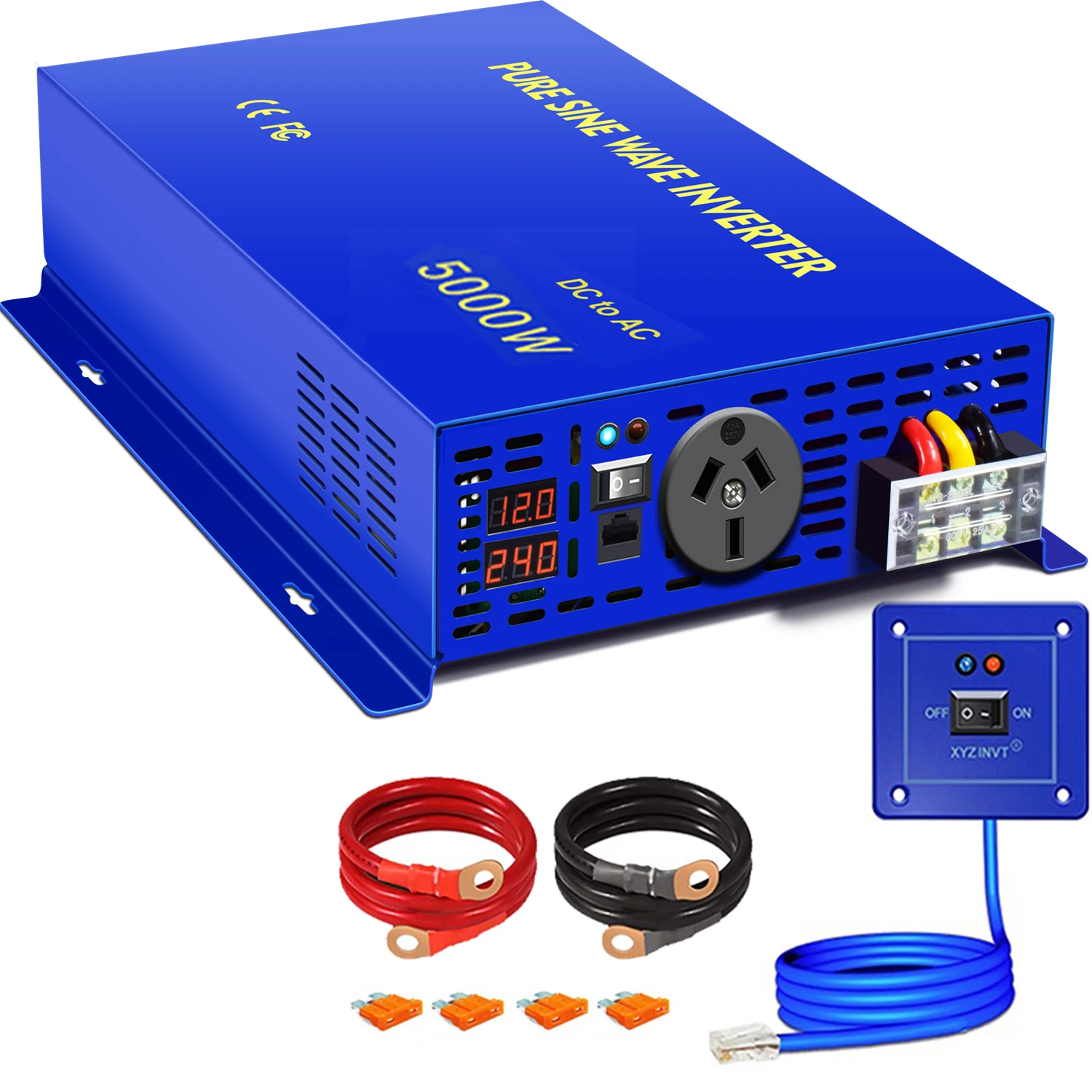 ZJZ WZRLB 5000W inversor de potencia de onda sinusoidal pura personalizable fuera de la red DC 12V/24V/36V/48V AC 100V/110V/120V calcetín de rejilla de salida única