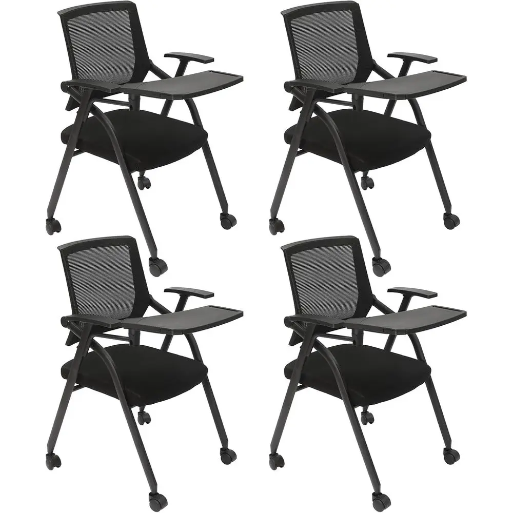 

Adjustable Swivel Chair with Casters, Mesh Back, Stackable for Office, Classroom, Conference, and Waiting Rooms, Black, Supports