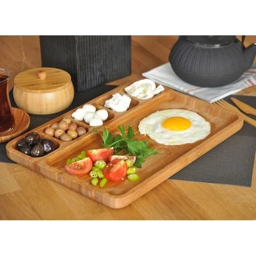 

Bambum Carlin - 6 Division Serving Platter breakfast dinnerware dinner presentation meat cheese egg dish wood kitchen desk set