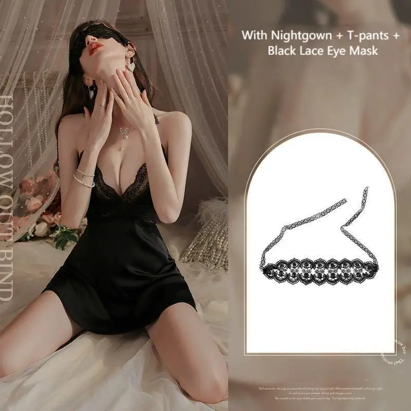 أزياء المرأة الصيف الغريبة حزام الملابس الجديدة الأوروبية والأمريكية نمط الدانتيل نمط الخامس الرقبة بلون ثوب النوم الأنيق