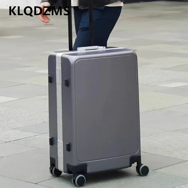 

KLQDZMS Suitcase 20"22"24"26"28 Inch Aluminum Frame Large Capacity Trolley Case Women's ABS+PC Boarding Box Zipper Luggage