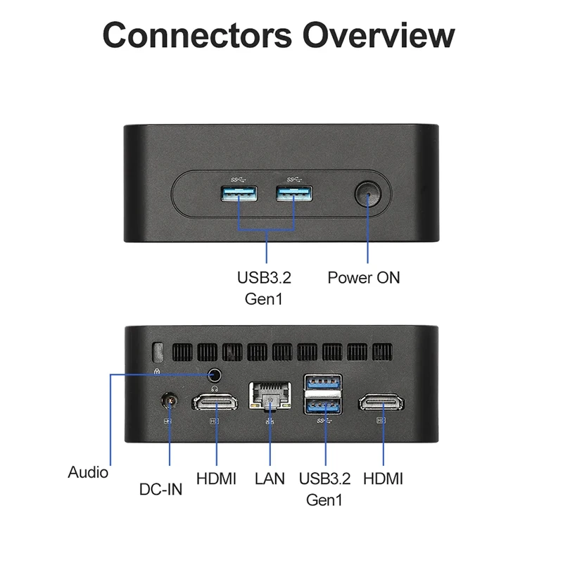 Helorpc Pocket Mini PC Inter 12th N100/N95 compatible con Windows10 LINUX WiFi de 2 bandas BT4.2 con 4xUSB3.2 2xHDMI2.0 computadora portátil