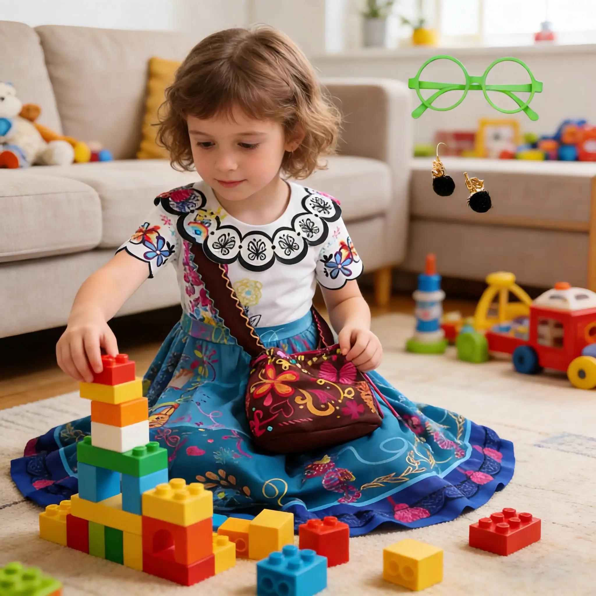 

2026 Girls Princess Encanto dress+accessories Children Flared Dress For Kids Fantasy Carnival performance Birthday Party Clothes