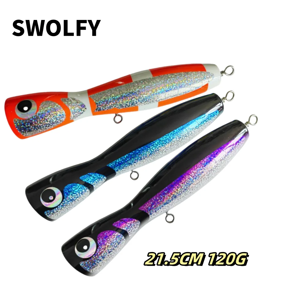 

1PC Popper Fishing Lure 21.5cm 120g Topwater Floating Surface Bait Big Mouth Saltwater Sea Hard Baits Fishing Goods