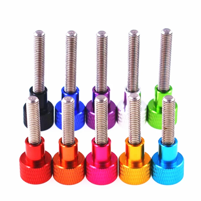 Colourful Knurled Thumbscrew M6 M8 Aluminum knurled Head Stainless steel Thread Hand tighten Thumb Screw Bolt