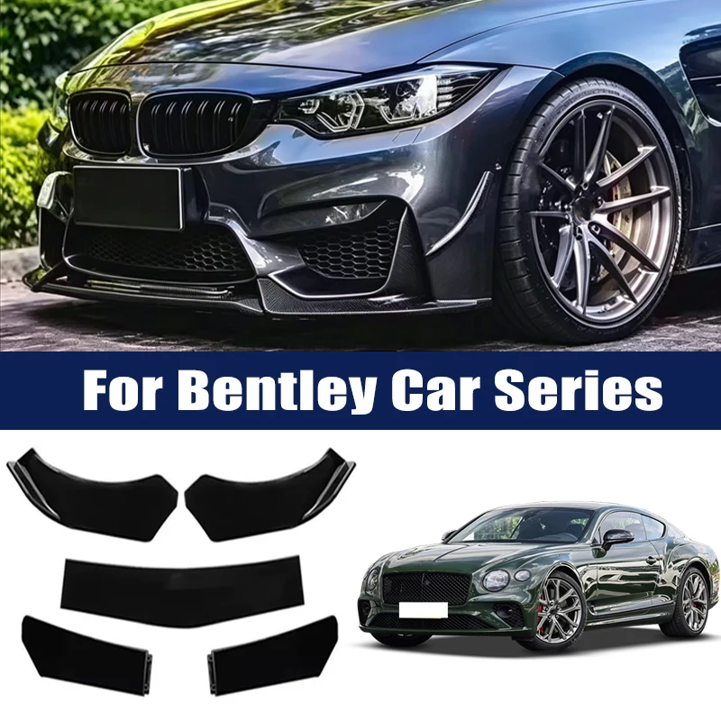 5Pcs Front Bumper Lip Body Kit, ABS Spoiler Splitter Canard For Bentley Continental GT Flying Spur Bentayga Mulsanne Batur