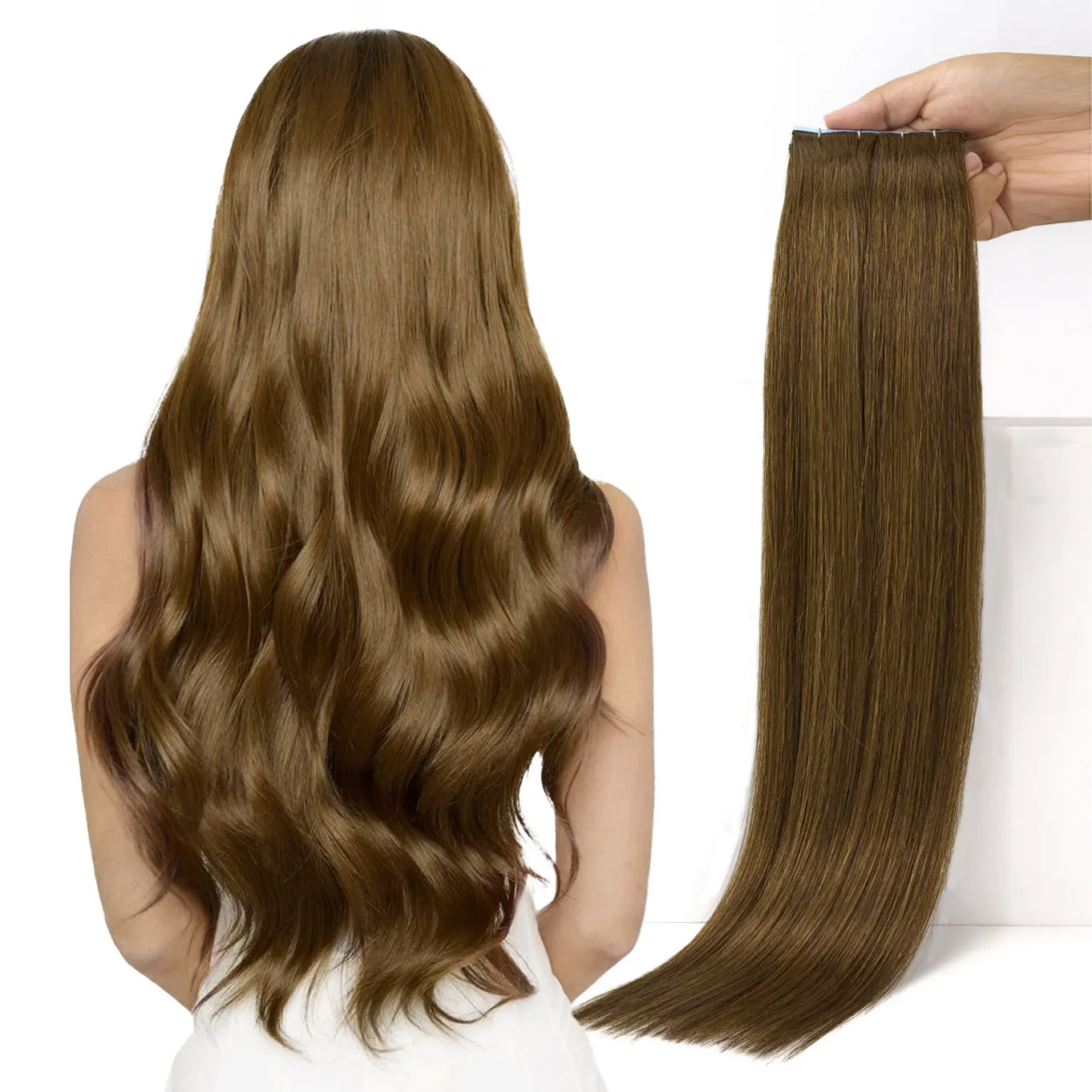 

LOVELINE Коричневая лента для наращивания волос, человеческие волосы, 100% прямые человеческие волосы Remy, бесшовная невидимая лента для наращивания