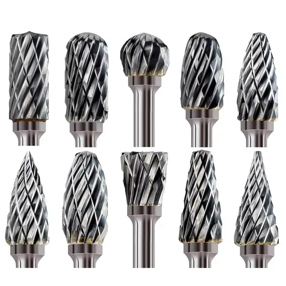 10 Piezas Fresa de Carburo de Tungsteno con Vástago de 1/8'' para Herramienta Rotativa, Fresa de Doble Corte de Diamante, Herramientas Rotativas Dremel para Pulido Eléctrico