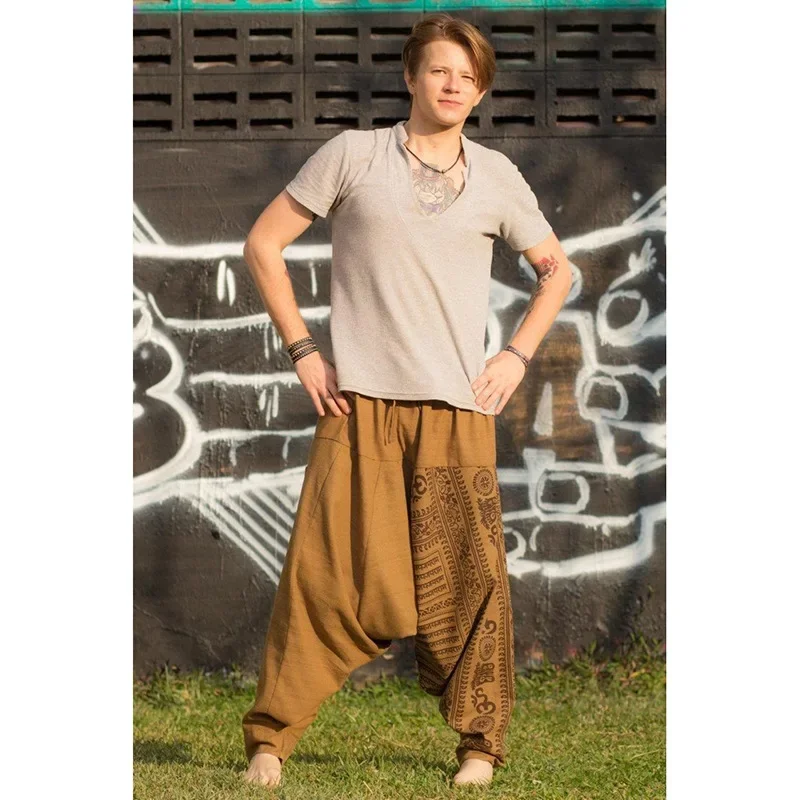 Hip Hop Aladdin Hmong Baggy Boho Cross-pants Men Medieval Renaissance Pirate Horseman Loose Pants Trousers Harem Pants BS469