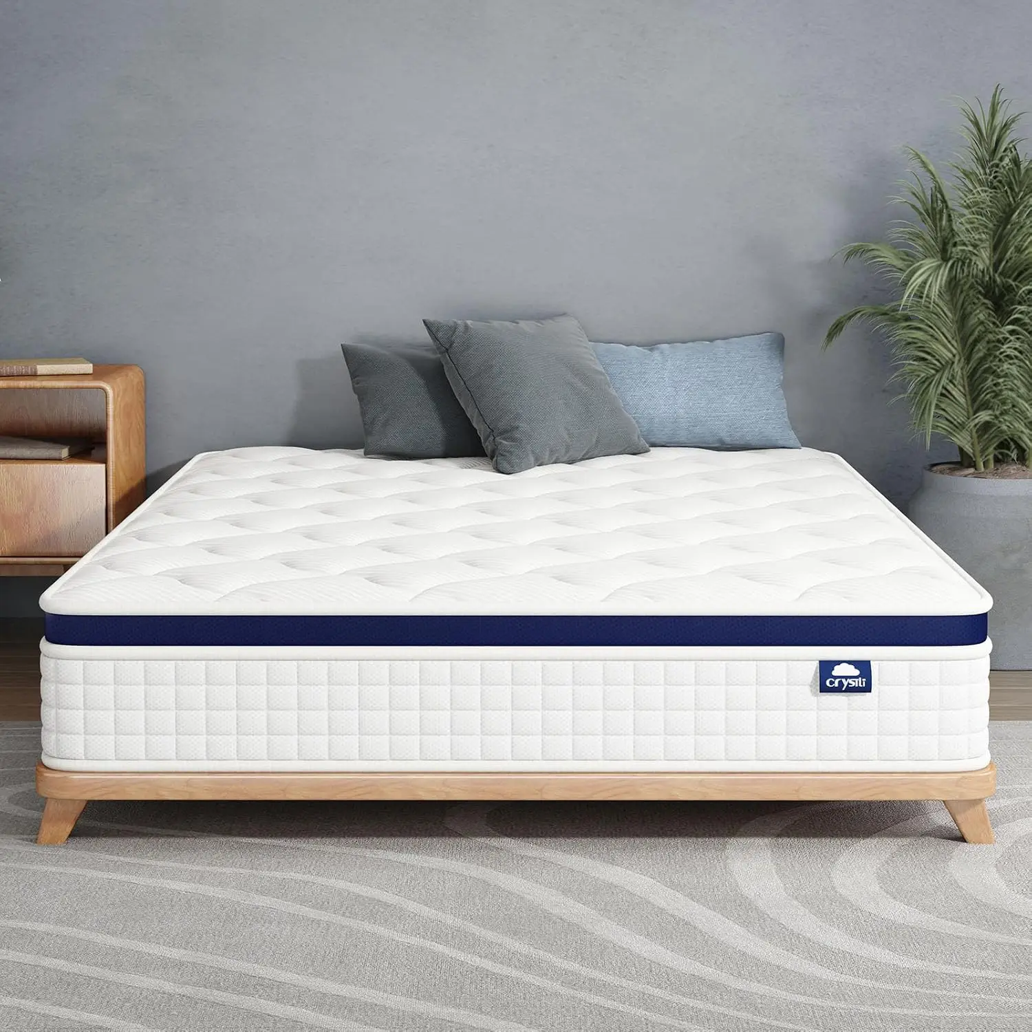 Queen Size Hybrid Mattress, 12 Inch, Medium Firm, Fiberglass-Free, for All Sleepers with Pressure Pain Relief & Motion Isolation