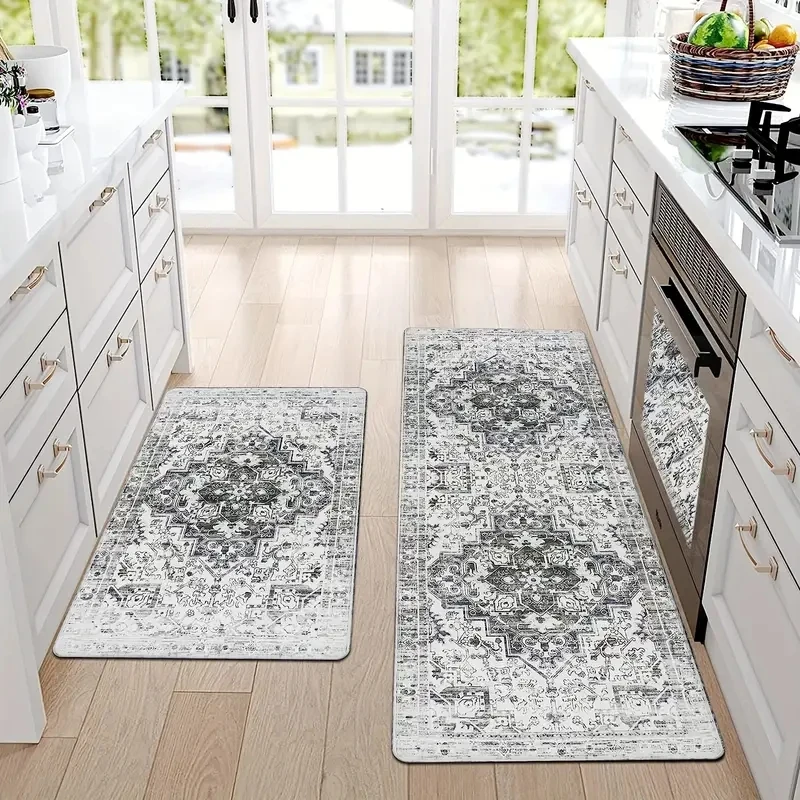 1pc Bohemian kitchen rug, non-slip machine washable flannel floor mat, suitable for hallway door kitchens