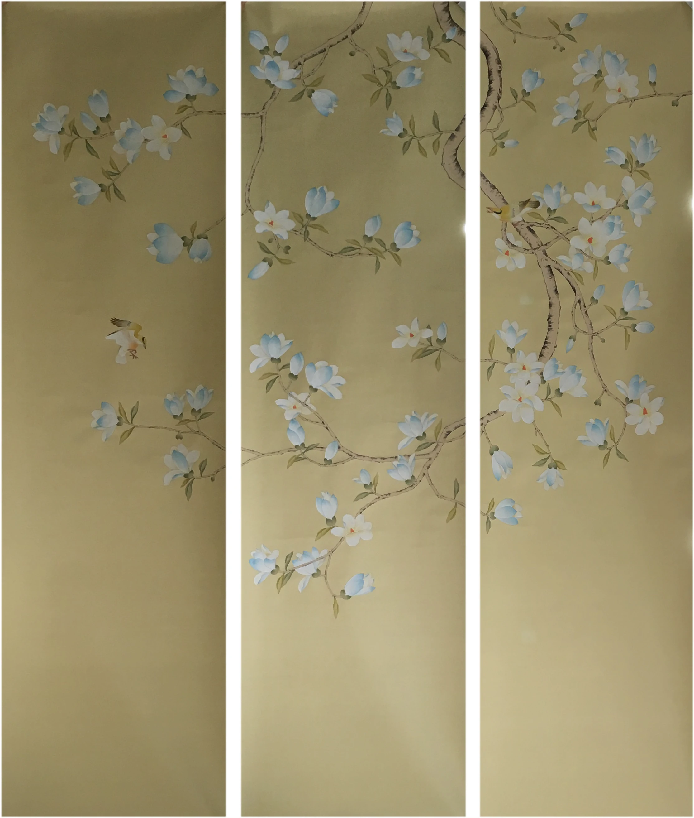 Custom Hand-Made wallpapers silk Hand-Painted Mangnolias For Villa/Apartment/Living room/bedroom/diningroom/Sofa/TV wallcovering