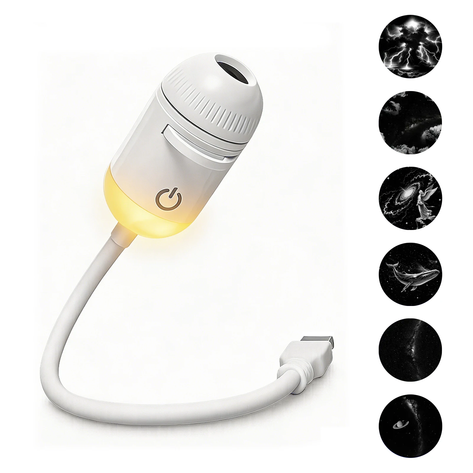 Neue 2-in-1 USB-Projektionsleuchte mit Manueller Fokussierung, Galaxie-Projektor, Auto-Ambientelampe, Romantische Raumbeleuchtung mit Mond, Saturn und Sternen