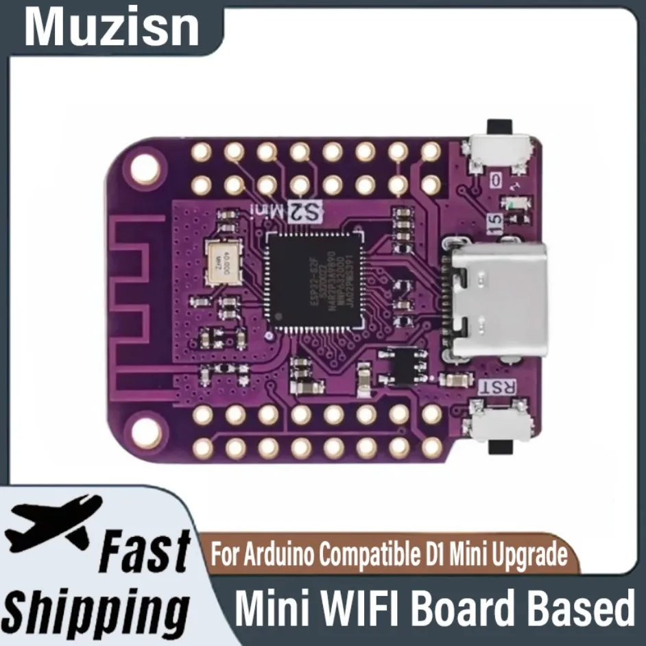 บอร์ด S2 Mini WIFI ใช้ชิป ESP32 รุ่น ESP32-S2FN4R2 หน่วยความจำแฟลช 4MB หน่วยความจำ PSRAM 2MB รองรับ MicroPython สำหรับ Arduino ใช้งานร่วมกันได้ อัปเกรดจาก D1 Mini