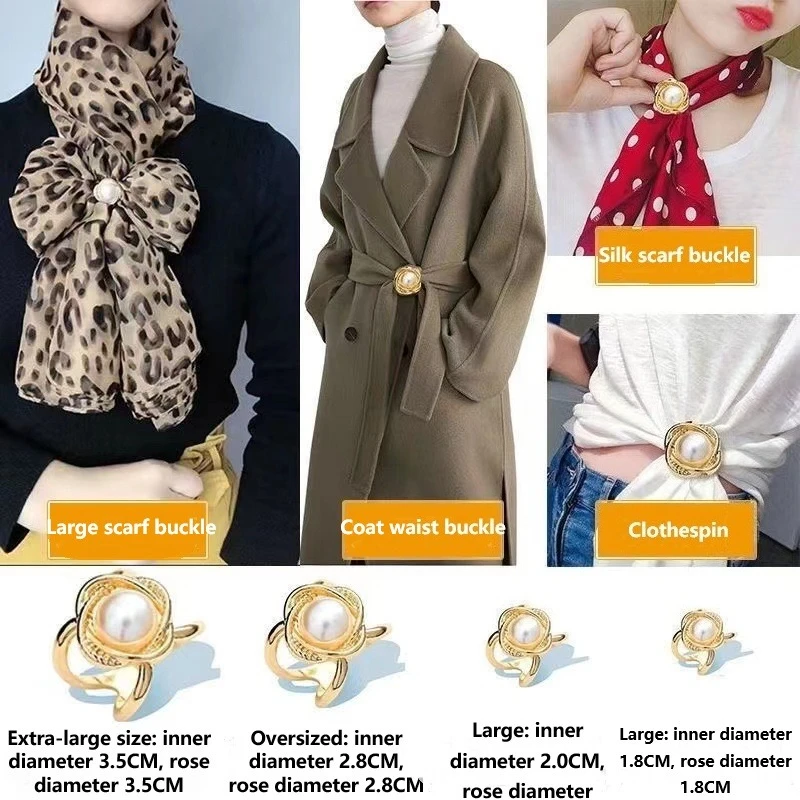 Coat Belt Fastener Fashion Oversized Buckle Silk Scarf Ring Scarf Clip Waist Wool Twill Trench Coat Belt
