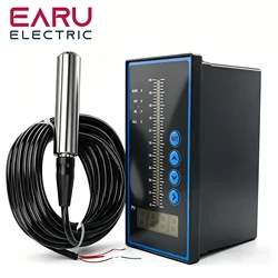 4-20mA Integral Liquid Level Sensor Transmitter Water Oil Detector with Smart Display Controller Pump Switch Alarm