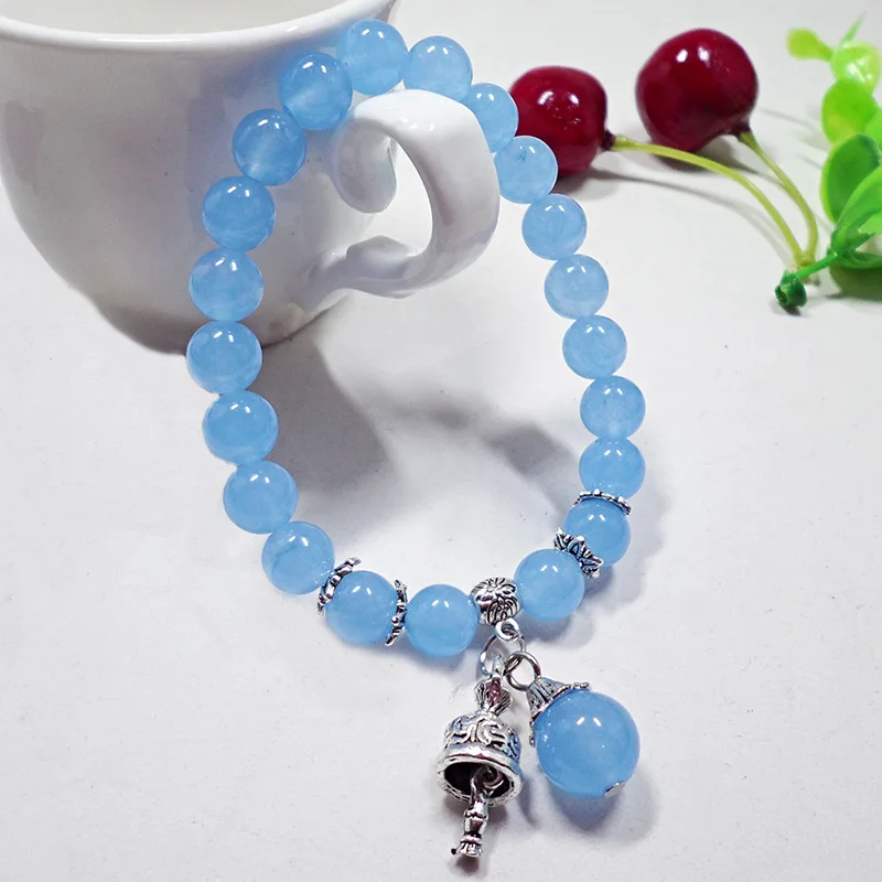 Natural Crystal Bracelets Chalcedony Stone Bracelet Women Ethnic Style Ladies Handmade Beaded Hand Jewelry