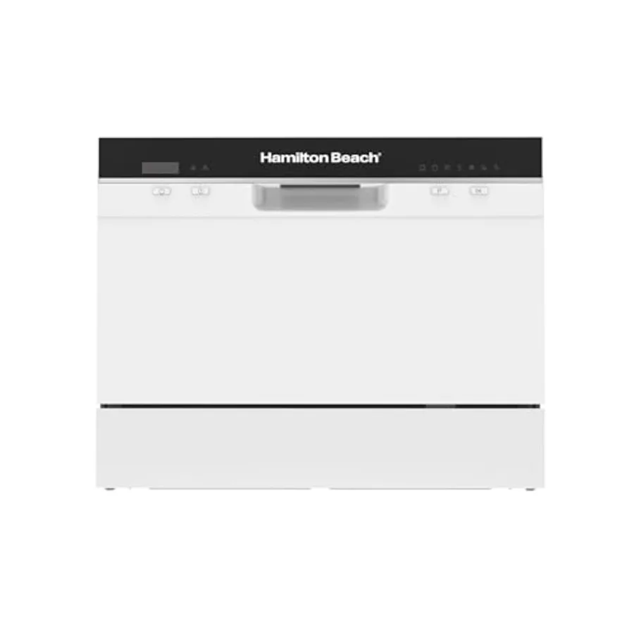 Counter Top Dishwasher White for Kitchen Use Stainless Steel Interior Compact Design Energy Efficient Quiet Operation