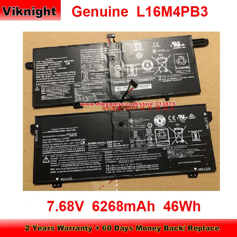 

Genuine L16M4PB3 Battery for Lenovo Ideapad 720s Touch-13ikb 720S-13 720S-13ARR 720S-13IKB 720s-13 81a8 7.68V 6268mAh 46Wh