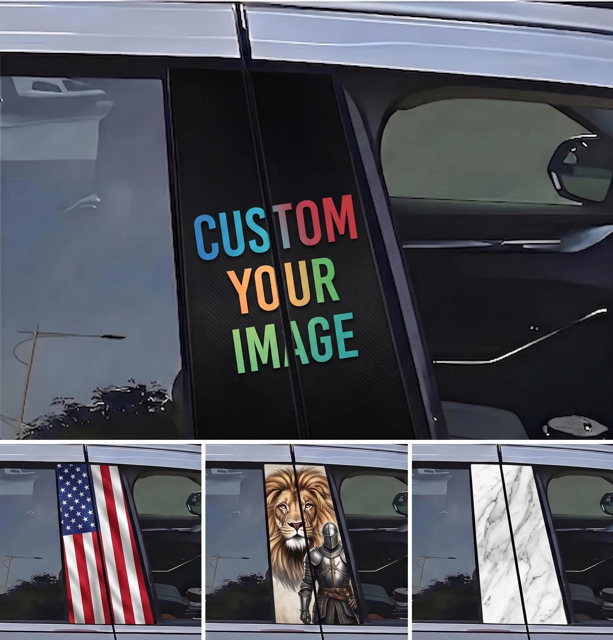 Personalized B Pillar Car Decal Custom Photo Logo Text Door Window Vinyl Wrap Waterproof Universal Auto Accessories
